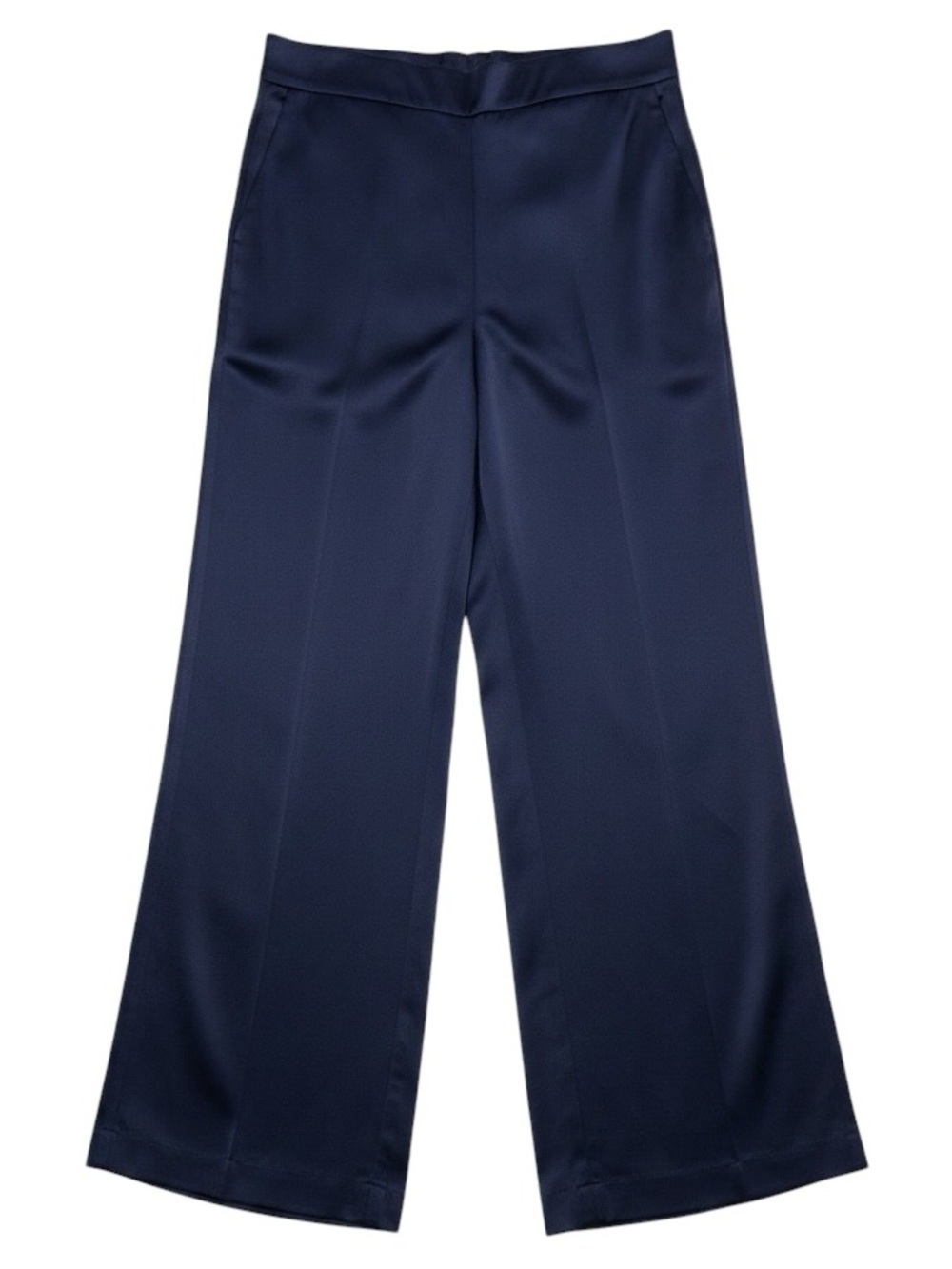 Ann Taylor The Dramatic Wide Leg Satin Pant Navy Blue NWT Size 8